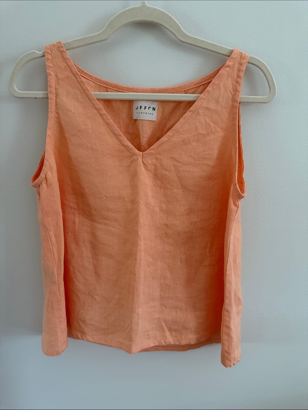 Peach Linen V-Neck Tank Top